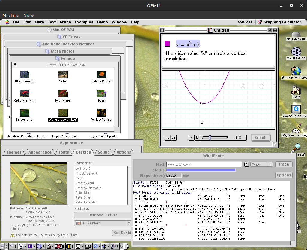 Mac OS 9.2.2 running on QEMU