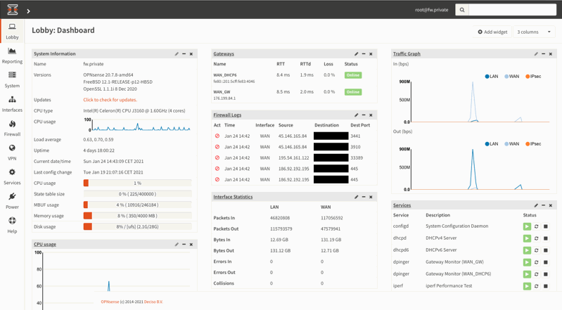 OPNsense Dashboard